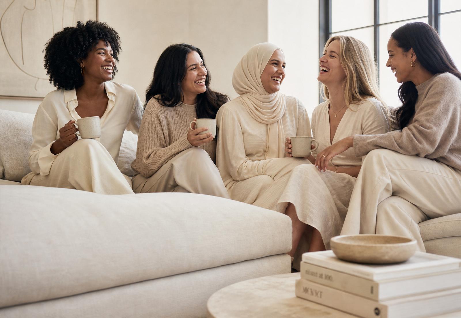 Diverse group of women enjoying a brunch together